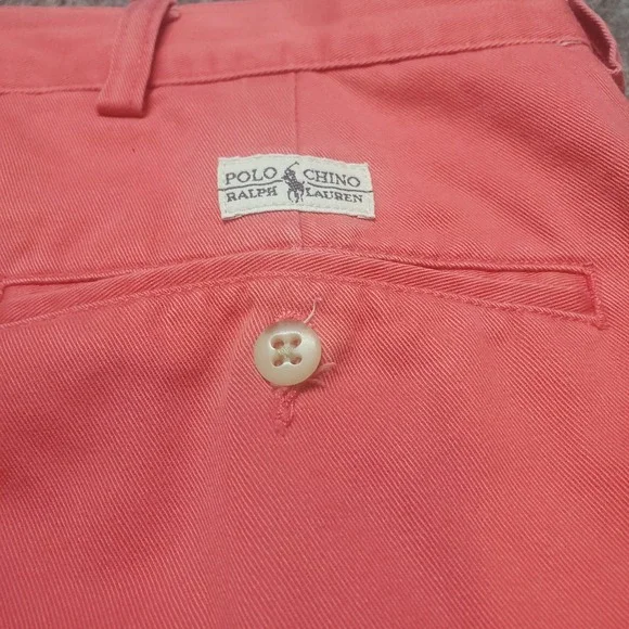 Vintage Polo Ralph Lauren Tyler Short Mens Size 40 Coral Pink Chino Pleated - Picture 6 of 8